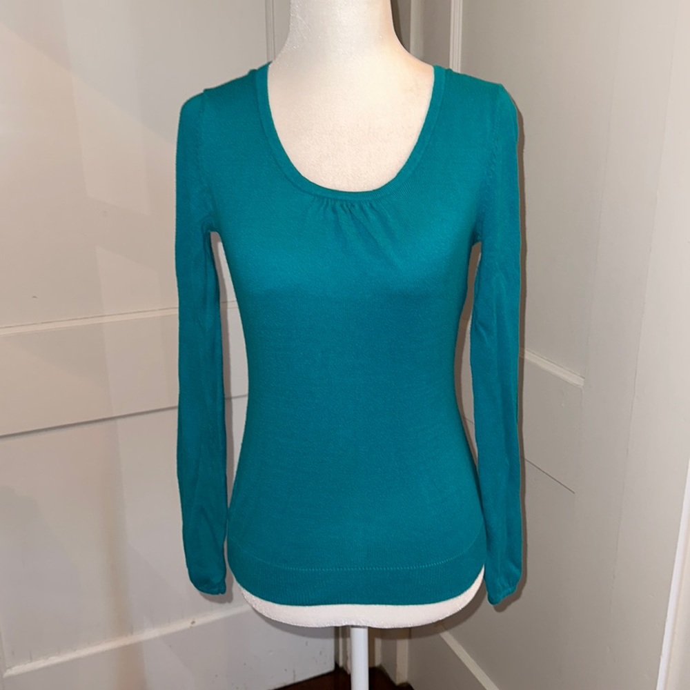 Women’s Bright Aqua Balloon Sleeve Sweater Size Small